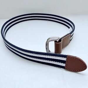 Janie & Jack Toddler Boys Preppy Striped Canvas Belt Blue Brown Leather 2T 3T